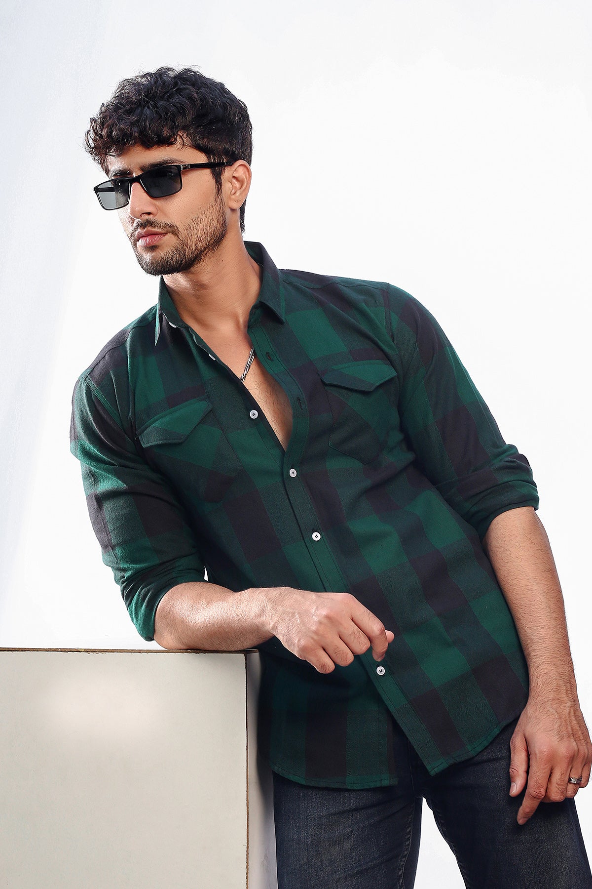 Flannel in Dark Green and Black