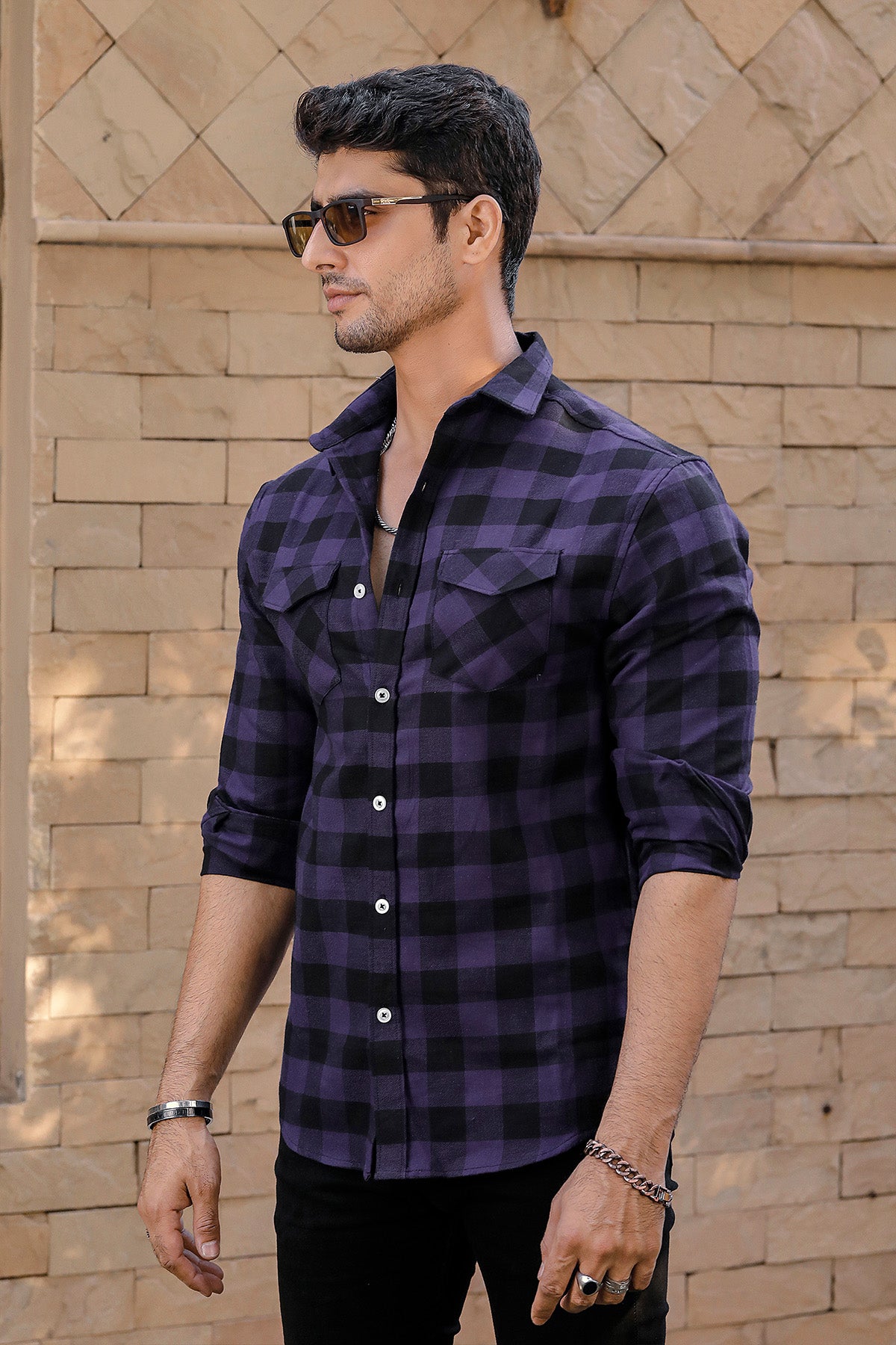 Flannel in Purple and Black
