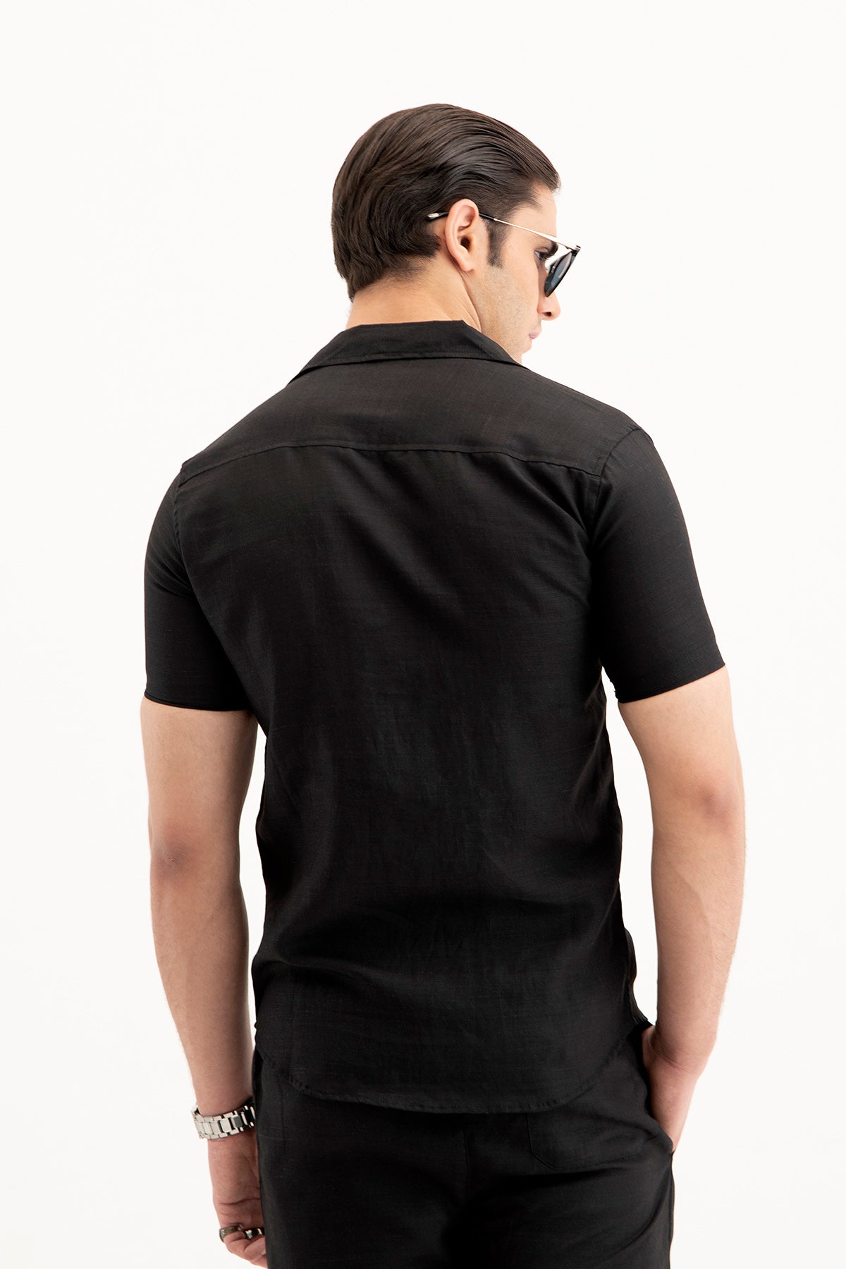 Irish Linen Cuban Shirt (Black)