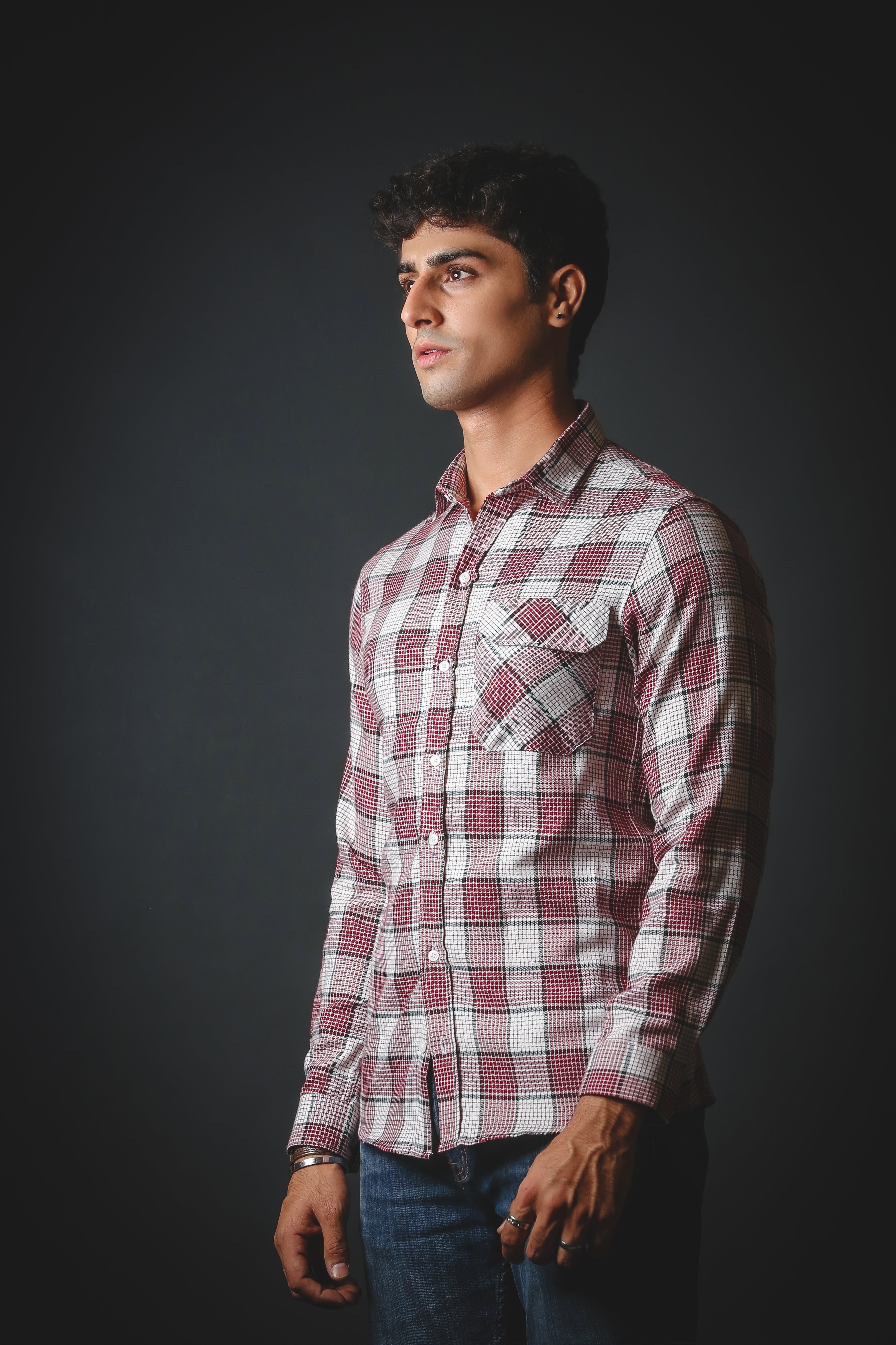 Mehroon and white Flannel Shirt