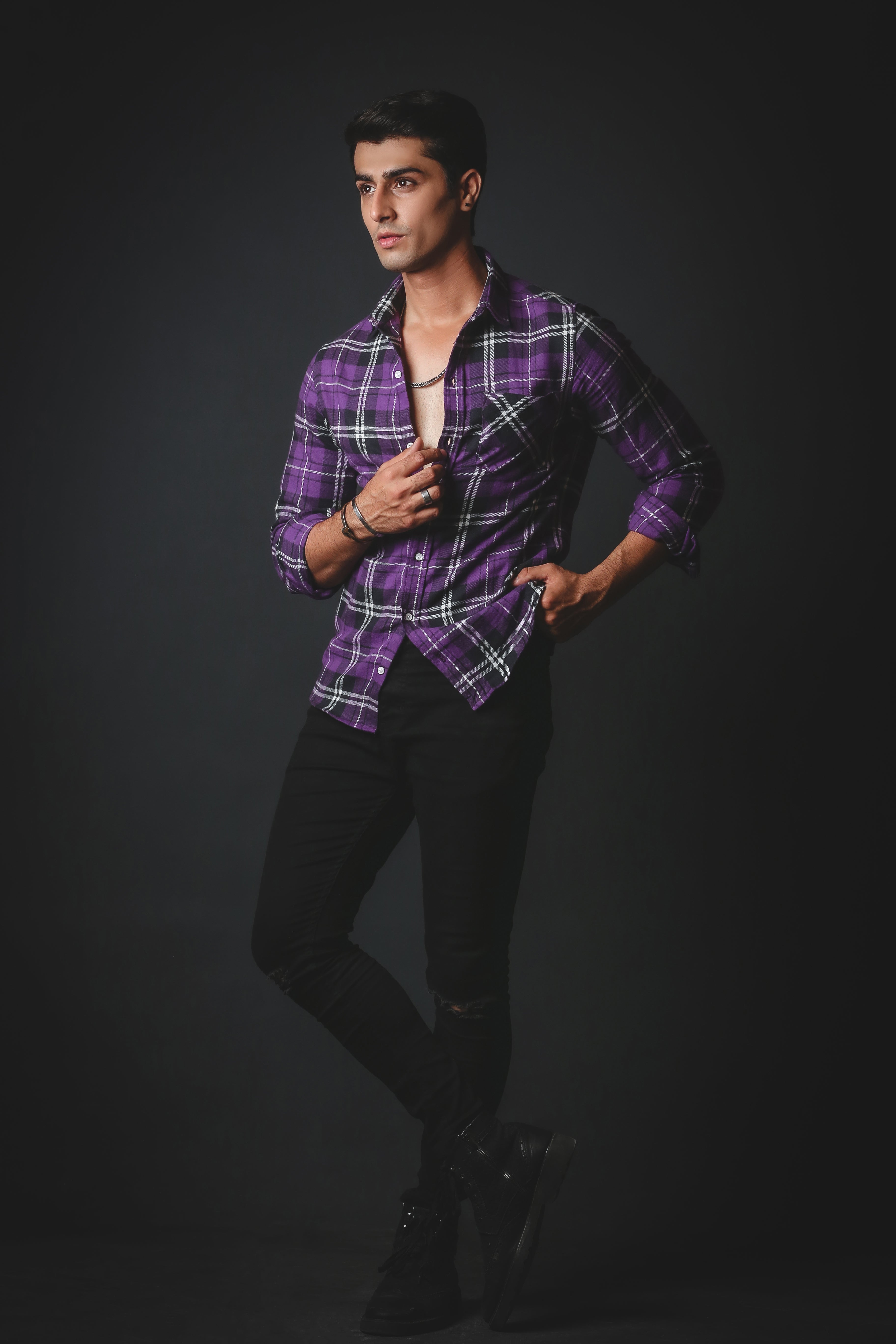 Purple and Black Flannel Shirt